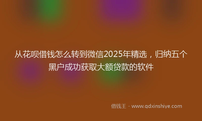 从花呗借钱怎么转到微信2025年精选，归纳五个黑户成功获取大额贷款的软件
