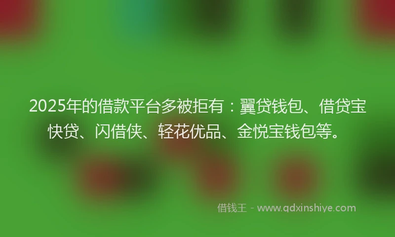 2025年的借款平台多被拒有：翼贷钱包、借贷宝快贷、闪借侠、轻花优品、金悦宝钱包等。