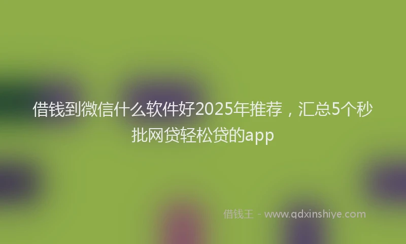 借钱到微信什么软件好2025年推荐，汇总5个秒批网贷轻松贷的app