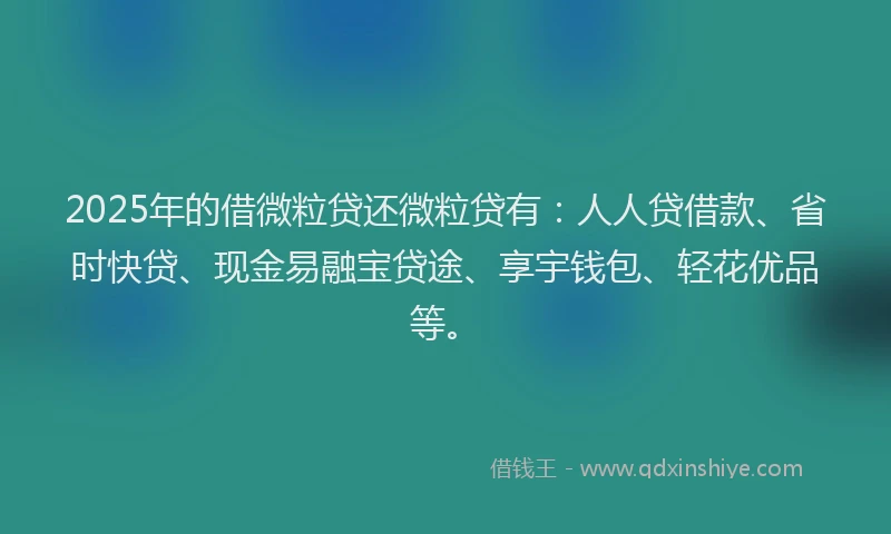 2025年的借微粒贷还微粒贷有：人人贷借款、省时快贷、现金易融宝贷途、享宇钱包、轻花优品等。