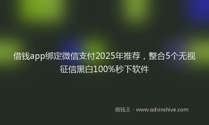 借钱app绑定微信支付2025年推荐，整合5个无视征信黑白100%秒下软件