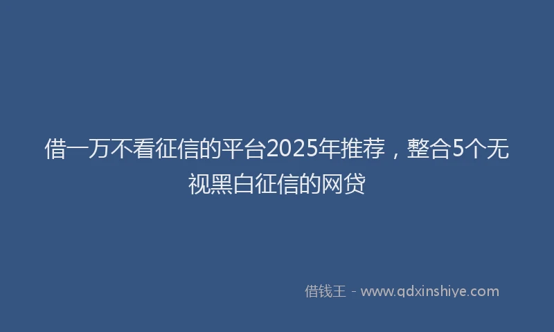 借一万不看征信的平台2025年推荐，整合5个无视黑白征信的网贷