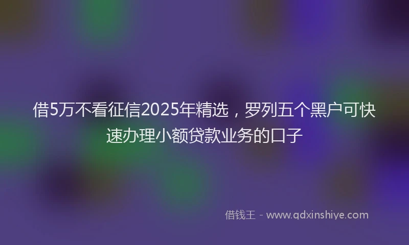 借5万不看征信2025年精选，罗列五个黑户可快速办理小额贷款业务的口子