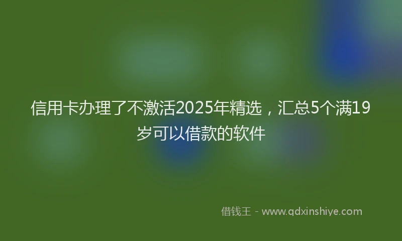 信用卡办理了不激活2025年精选，汇总5个满19岁可以借款的软件