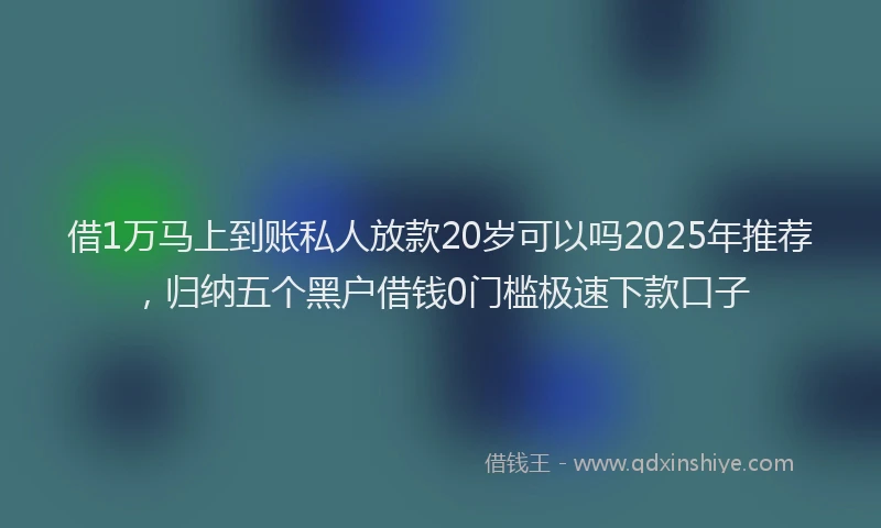借1万马上到账私人放款20岁可以吗2025年推荐，归纳五个黑户借钱0门槛极速下款口子