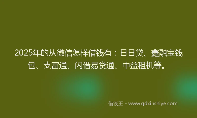 2025年的从微信怎样借钱有：日日贷、鑫融宝钱包、支富通、闪借易贷通、中益租机等。