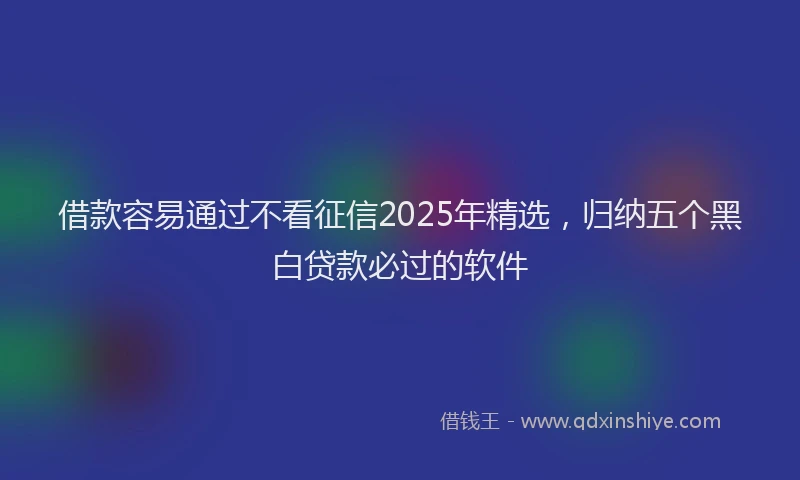 借款容易通过不看征信2025年精选，归纳五个黑白贷款必过的软件
