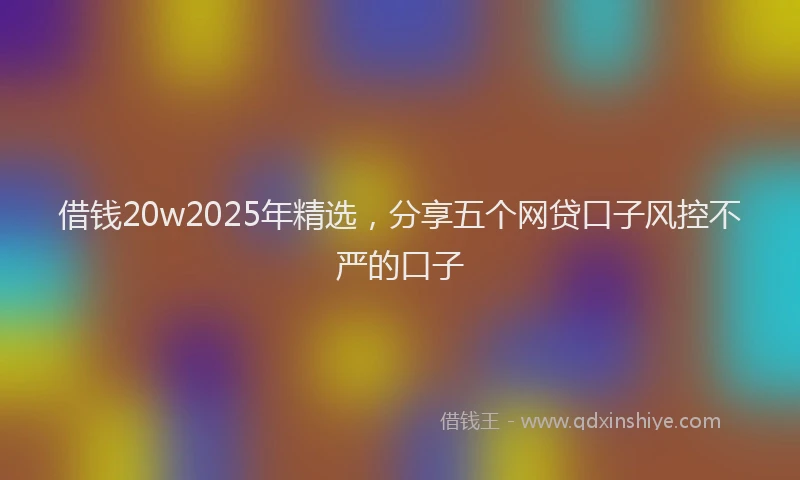 借钱20w2025年精选，分享五个网贷口子风控不严的口子