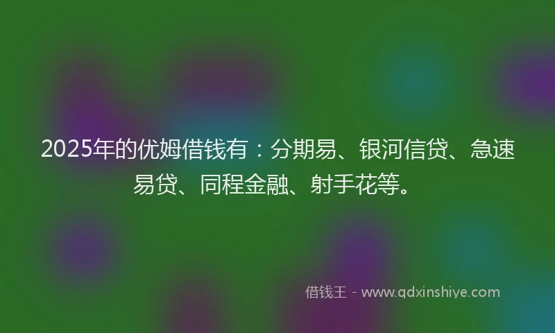 2025年的优姆借钱有：分期易、银河信贷、急速易贷、同程金融、射手花等。