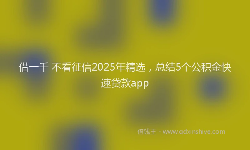 借一千 不看征信2025年精选，总结5个公积金快速贷款app