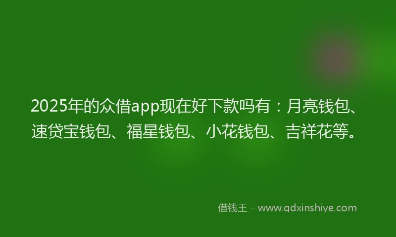 2025年的众借app现在好下款吗有：月亮钱包、速贷宝钱包、福星钱包、小花钱包、吉祥花等。