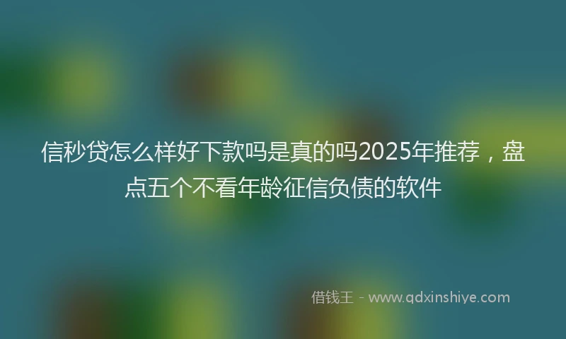 信秒贷怎么样好下款吗是真的吗2025年推荐，盘点五个不看年龄征信负债的软件