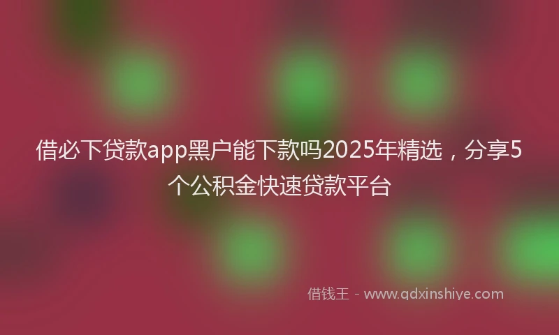 借必下贷款app黑户能下款吗2025年精选，分享5个公积金快速贷款平台