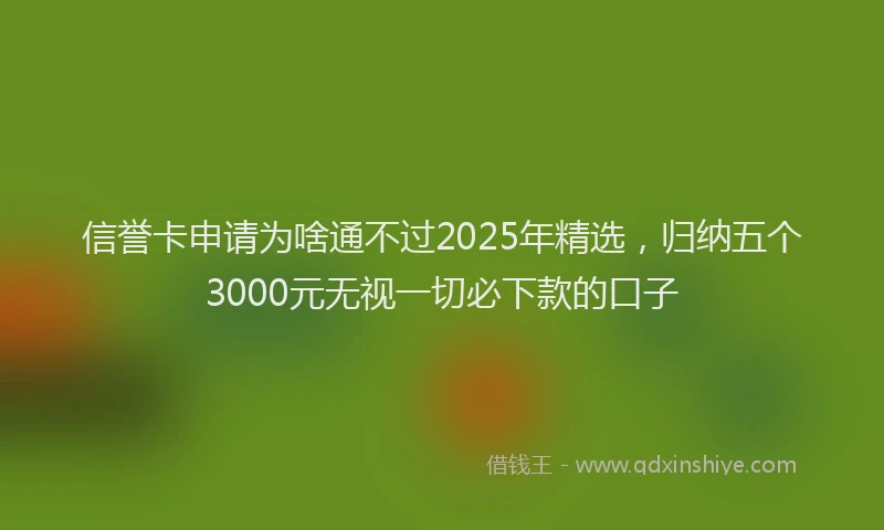 信誉卡申请为啥通不过2025年精选，归纳五个3000元无视一切必下款的口子
