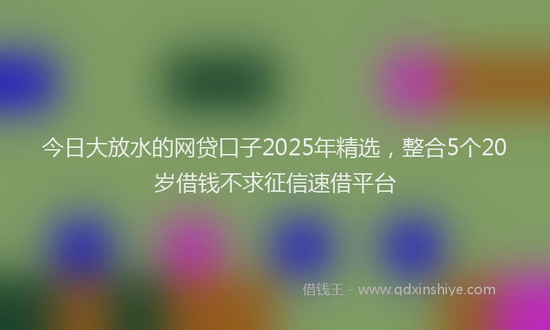 今日大放水的网贷口子2025年精选，整合5个20岁借钱不求征信速借平台