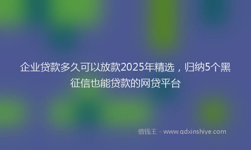 企业贷款多久可以放款2025年精选，归纳5个黑征信也能贷款的网贷平台