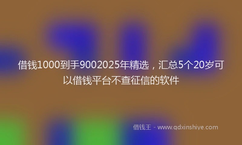 借钱1000到手9002025年精选，汇总5个20岁可以借钱平台不查征信的软件