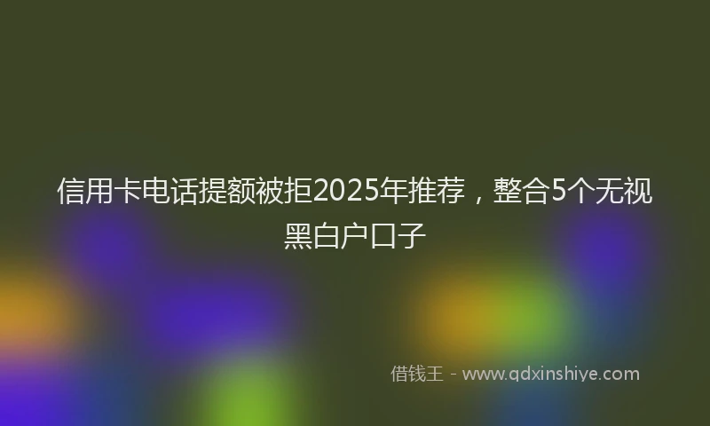 信用卡电话提额被拒2025年推荐，整合5个无视黑白户口子