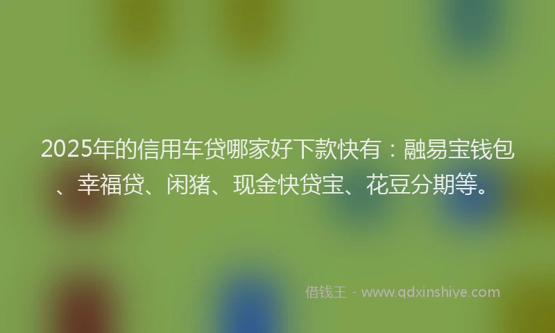 2025年的信用车贷哪家好下款快有：融易宝钱包、幸福贷、闲猪、现金快贷宝、花豆分期等。