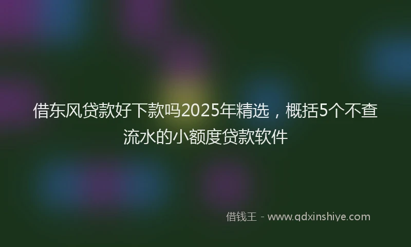 借东风贷款好下款吗2025年精选，概括5个不查流水的小额度贷款软件
