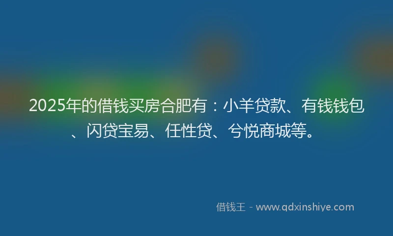 2025年的借钱买房合肥有：小羊贷款、有钱钱包、闪贷宝易、任性贷、兮悦商城等。