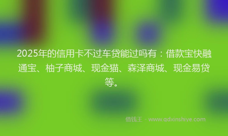2025年的信用卡不过车贷能过吗有：借款宝快融通宝、柚子商城、现金猫、森泽商城、现金易贷等。