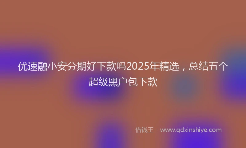 优速融小安分期好下款吗2025年精选，总结五个超级黑户包下款