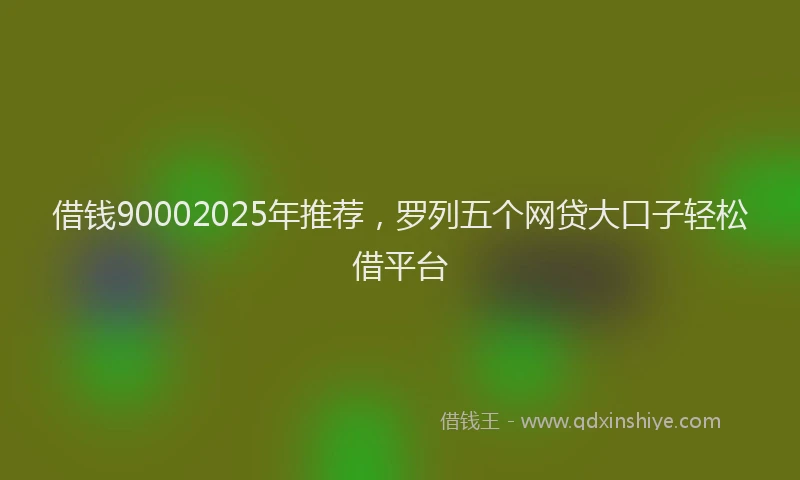 借钱90002025年推荐，罗列五个网贷大口子轻松借平台