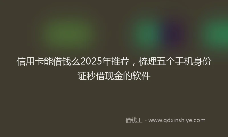 信用卡能借钱么2025年推荐，梳理五个手机身份证秒借现金的软件