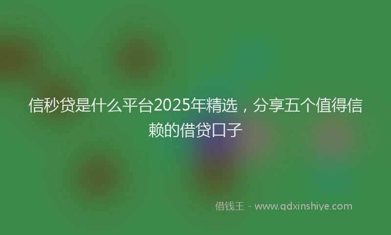 信秒贷是什么平台2025年精选，分享五个值得信赖的借贷口子
