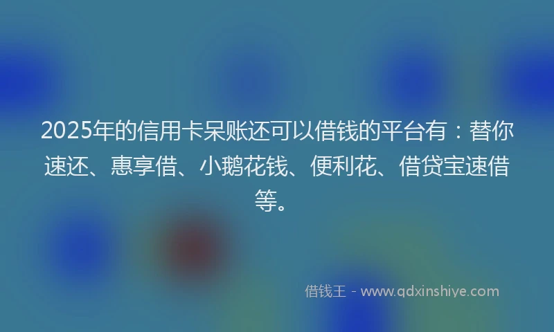 2025年的信用卡呆账还可以借钱的平台有：替你速还、惠享借、小鹅花钱、便利花、借贷宝速借等。
