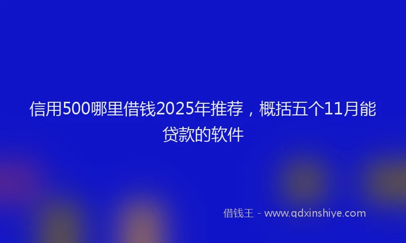 信用500哪里借钱2025年推荐，概括五个11月能贷款的软件