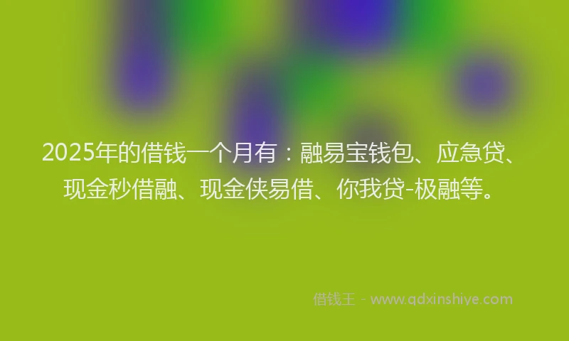 2025年的借钱一个月有：融易宝钱包、应急贷、现金秒借融、现金侠易借、你我贷-极融等。