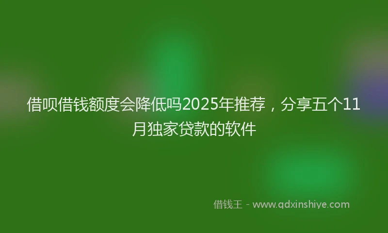 借呗借钱额度会降低吗2025年推荐，分享五个11月独家贷款的软件