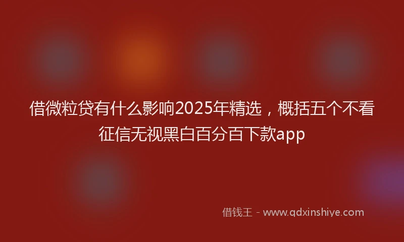 借微粒贷有什么影响2025年精选，概括五个不看征信无视黑白百分百下款app