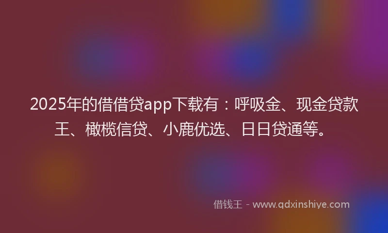 2025年的借借贷app下载有：呼吸金、现金贷款王、橄榄信贷、小鹿优选、日日贷通等。