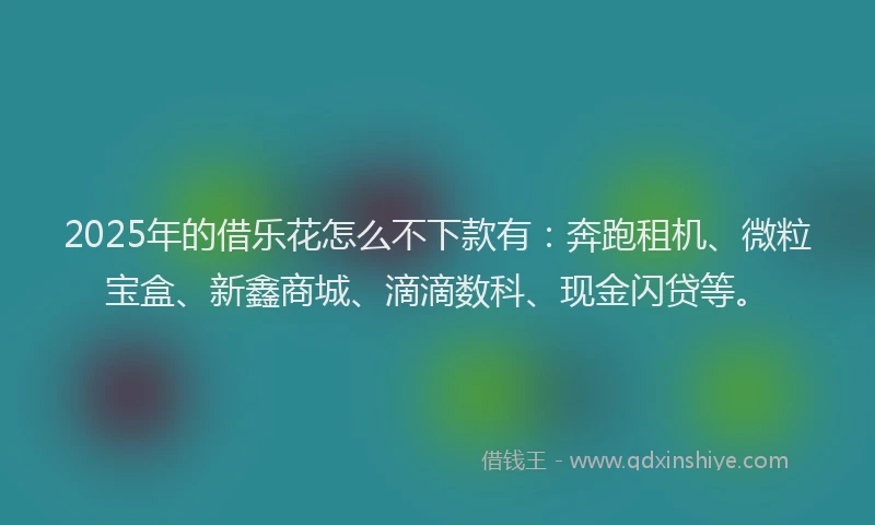 2025年的借乐花怎么不下款有：奔跑租机、微粒宝盒、新鑫商城、滴滴数科、现金闪贷等。