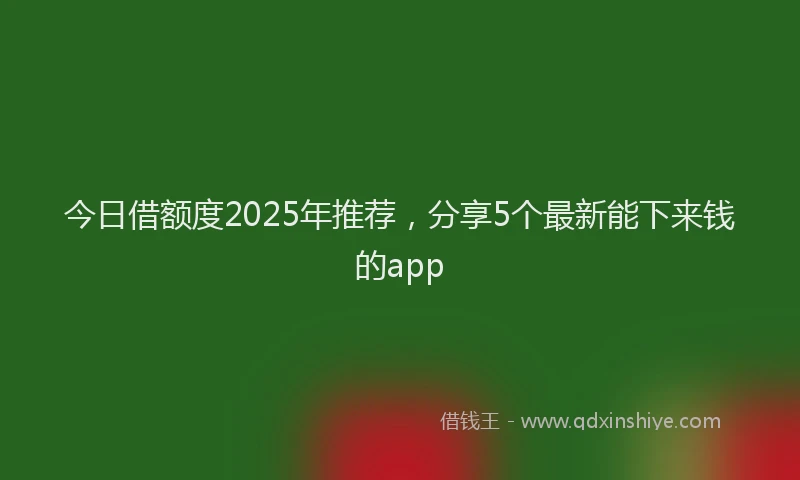 今日借额度2025年推荐，分享5个最新能下来钱的app