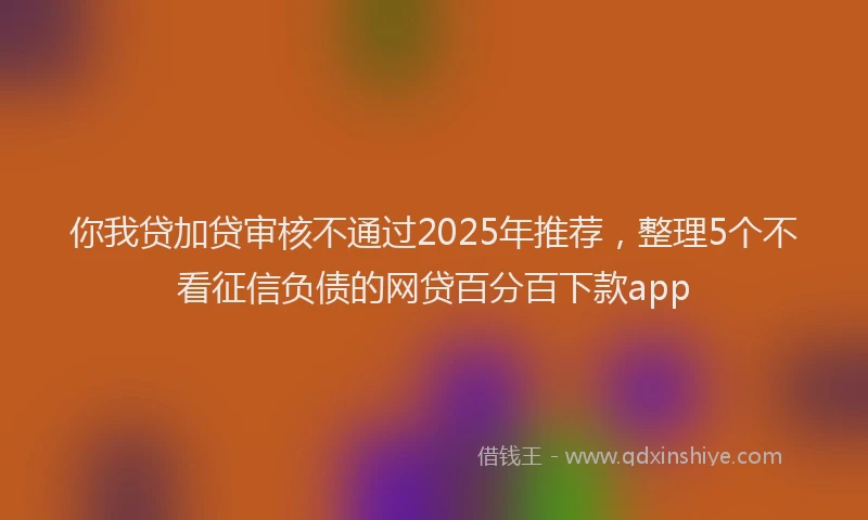 你我贷加贷审核不通过2025年推荐，整理5个不看征信负债的网贷百分百下款app