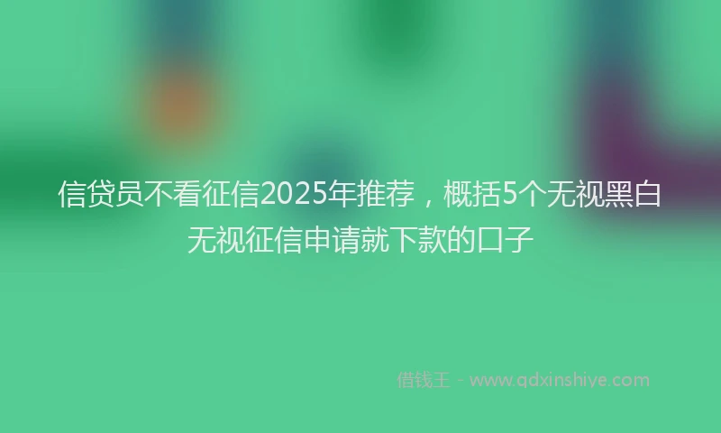 信贷员不看征信2025年推荐，概括5个无视黑白无视征信申请就下款的口子