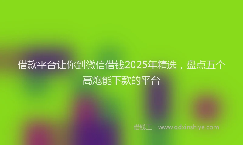借款平台让你到微信借钱2025年精选，盘点五个高炮能下款的平台