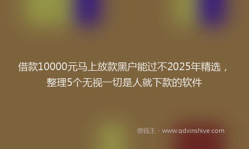 借款10000元马上放款黑户能过不2025年精选，整理5个无视一切是人就下款的软件