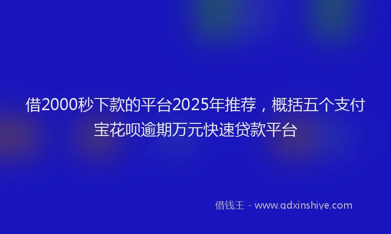 借2000秒下款的平台2025年推荐，概括五个支付宝花呗逾期万元快速贷款平台