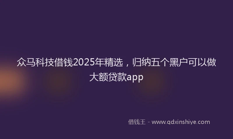 众马科技借钱2025年精选，归纳五个黑户可以做大额贷款app