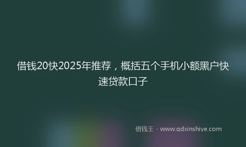 借钱20快2025年推荐，概括五个手机小额黑户快速贷款口子