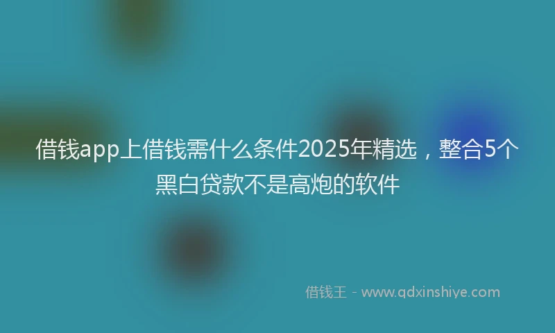 借钱app上借钱需什么条件2025年精选，整合5个黑白贷款不是高炮的软件