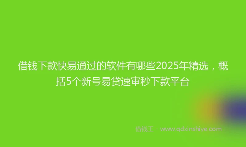 借钱下款快易通过的软件有哪些2025年精选，概括5个新号易贷速审秒下款平台