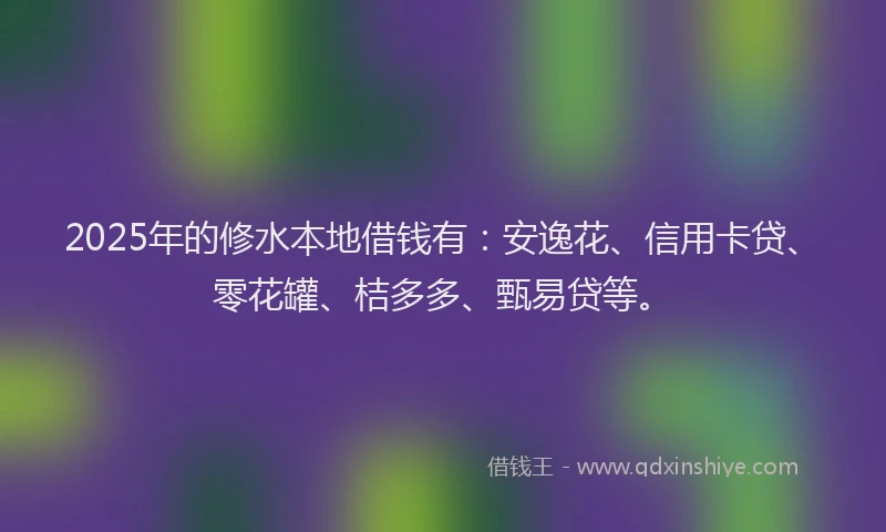2025年的修水本地借钱有：安逸花、信用卡贷、零花罐、桔多多、甄易贷等。