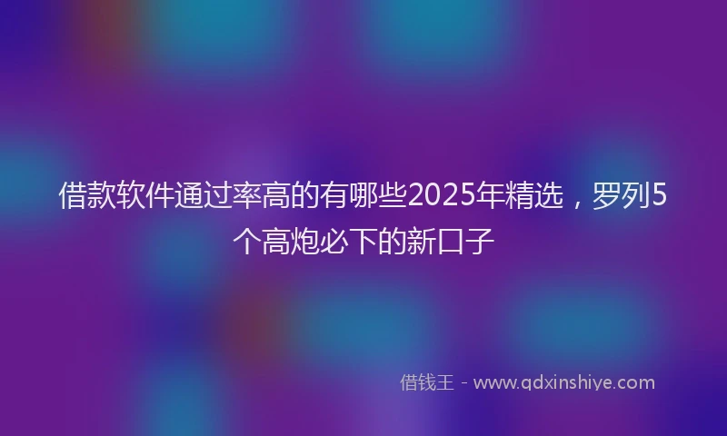借款软件通过率高的有哪些2025年精选，罗列5个高炮必下的新口子
