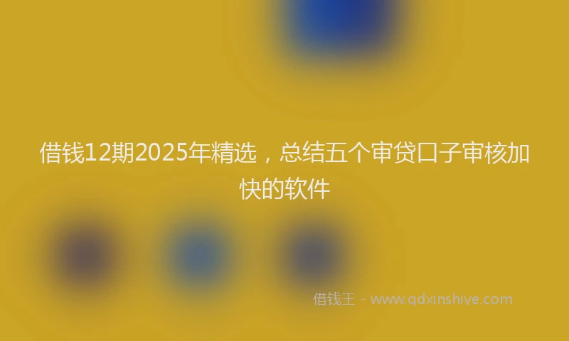 借钱12期2025年精选，总结五个审贷口子审核加快的软件
